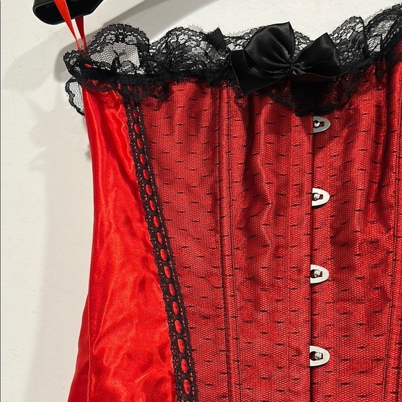Alicia y Elegant Red black Lace Corset Top strapless medium women’s widow top - Picture 3 of 6
